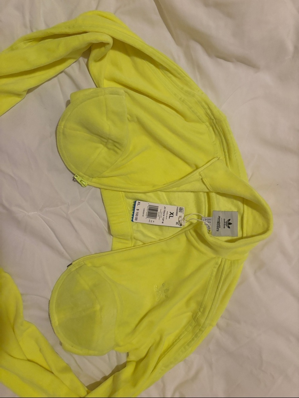 Adidas Jeremy Scott neon Cropped Zip Bra Jacket and Matching Skirt Set - Picture 7 of 16